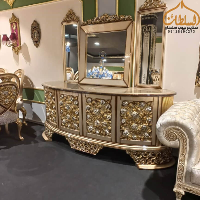 آینه و میز کنسول کلاسیک چوبی مدل سیلور